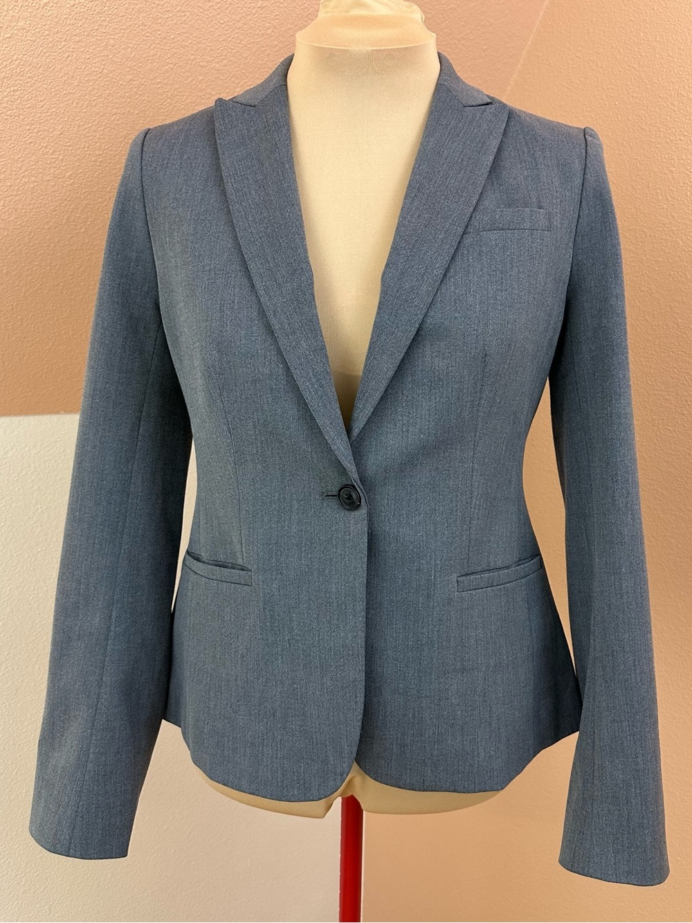 Banana Republic Blazer Womens 6 Gray Tailored One Button Suit Jacket Career